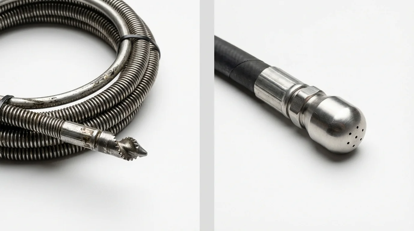 Drain snake cable and hydro jetting nozzle used for drain cleaning in Truckee, CA