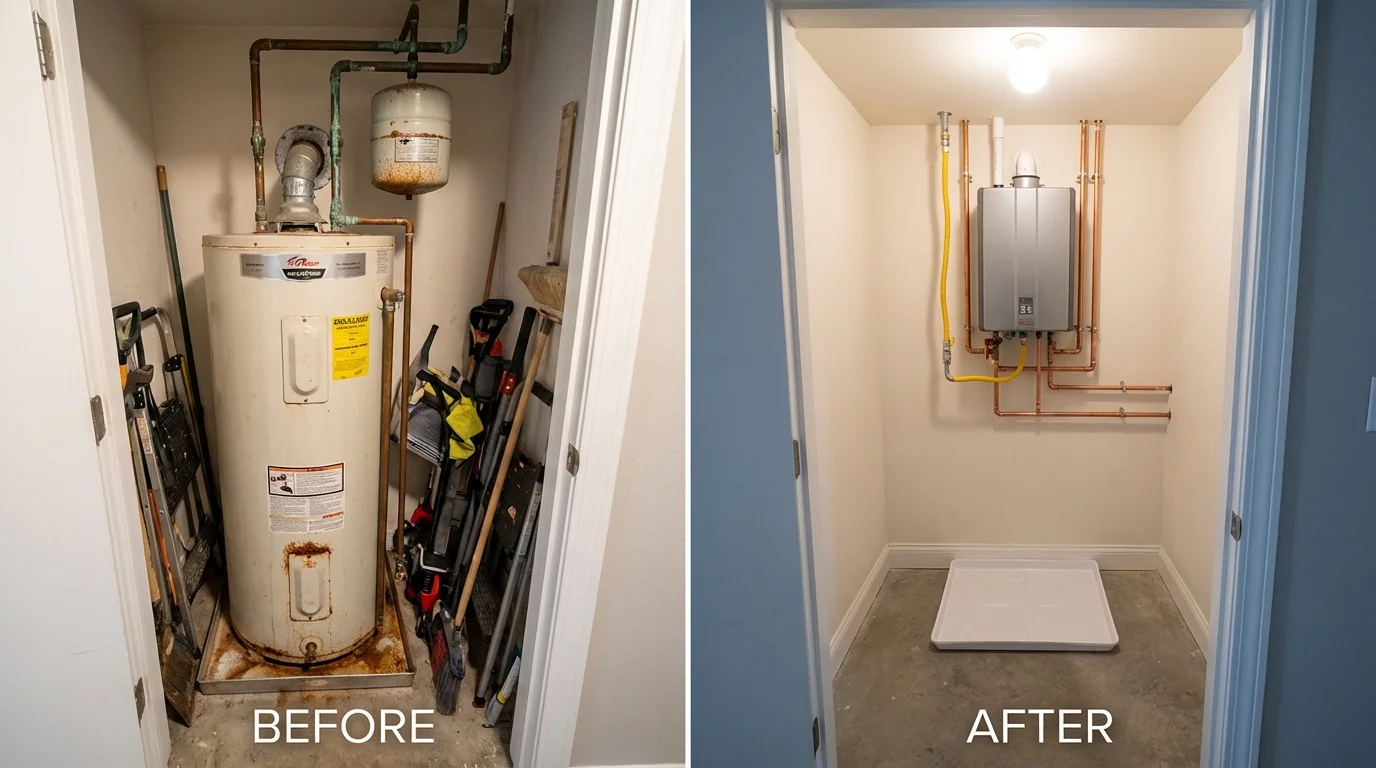 Tank water heater versus wall-mounted tankless unit comparison for Truckee, CA homeowners