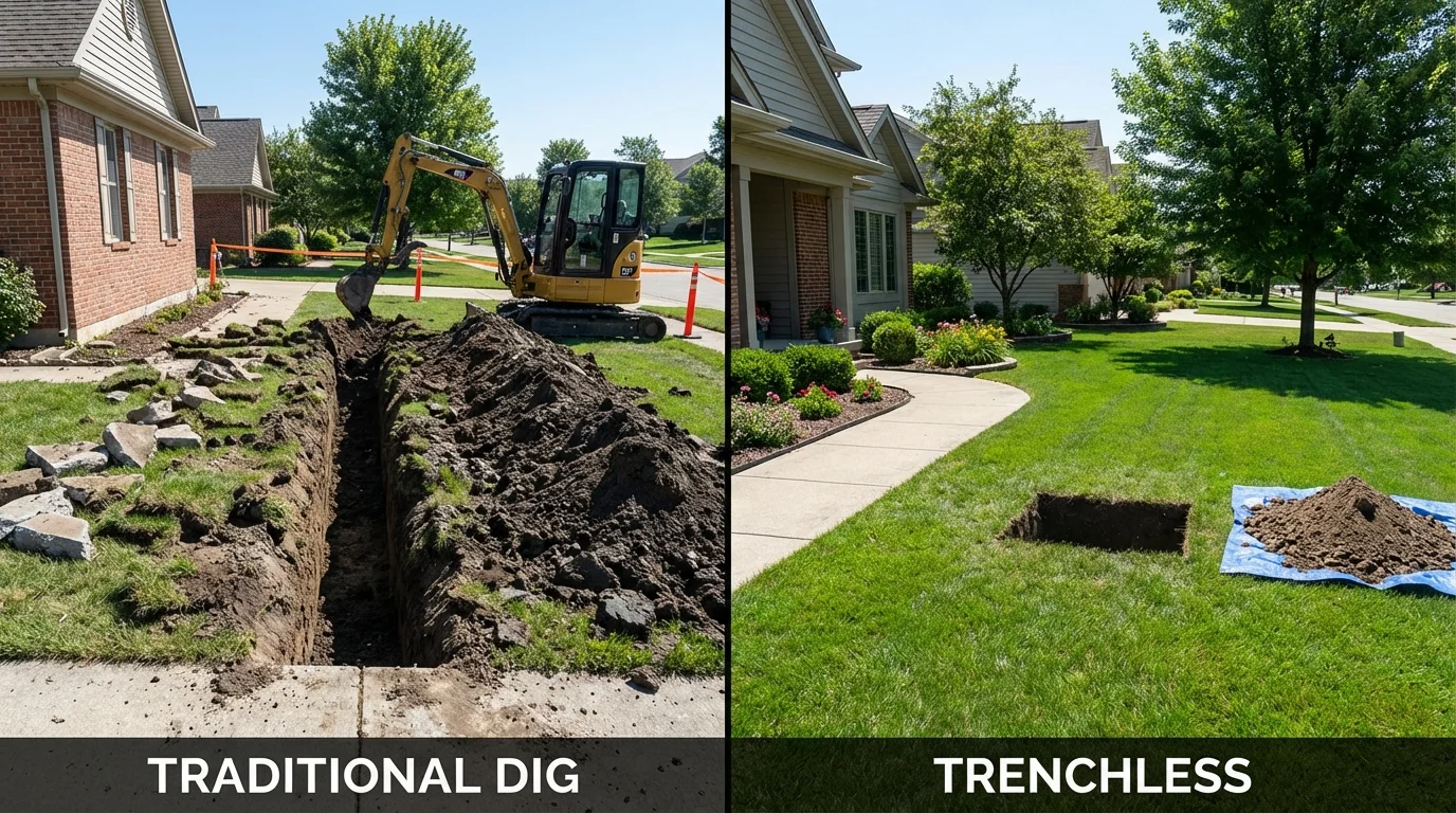 Trenchless sewer repair with minimal yard damage versus traditional excavation in Truckee, CA